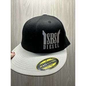 SBS Diesel Fitted Baseball Cap Black Gray Flexfit Tech Size 7 1/4 7 5/8